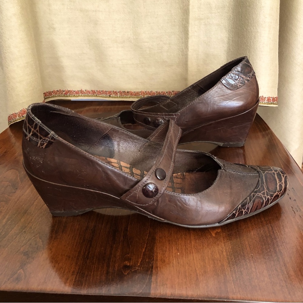 Hispanitas Wedge Leather Mary Jane  Shoes